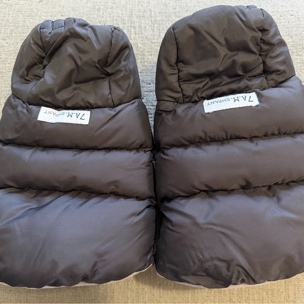 T.A.M. Infant Black Puffer Mittens — Insulated Winter Hand Warmers